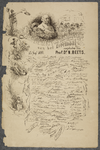 700135 Afbeelding van een blad met o.a. het portret van Nicolaas Beets en de handtekeningen van de aanwezigen bij het ...